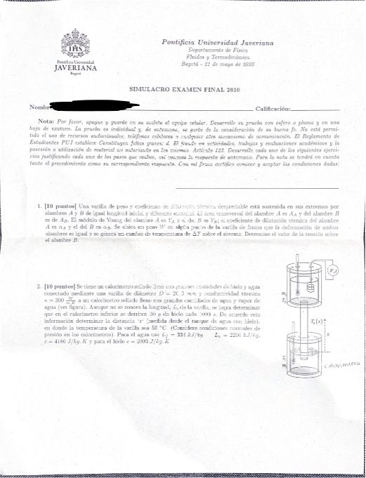 Simulacro Examen Final Fluidos y Termodinámica 2026-1