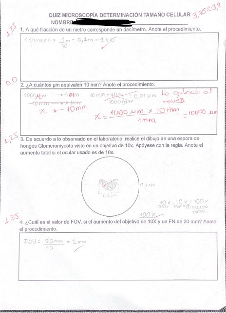 Quiz Microscopía Tamaño Celular